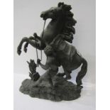 ANTIQUE METALWARE, cast metal "Marley" horse group, 16" high