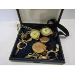GOLD ITEMS INCLUDING 9CT GOLD CASED LADIES WRIST WATCH, 9ct gold cased ladies wrist watch on gold