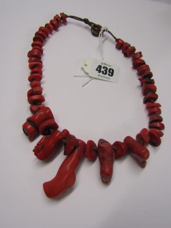 VINTAGE CORAL NECKLACE, on knotted cord