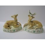 STAFFORDSHIRE, pair of 19th century Staffordshire figures of stag & doe, 3.5" hight