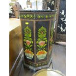 FOLK ART, octagonal floral painted tidy bin, 20" height