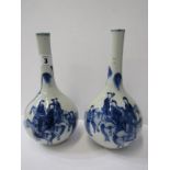 ORIENTAL CERAMICS, pair of early Chinese underglaze blue decorated bottle vases with a group of