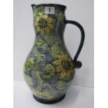 STUDIO POTTERY, Paul Jackson " Sunflower" blue ground large jug, 14" height