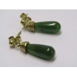 PAIR OF 18ct YELLOW GOLD JADE DROP EARRINGS