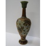 DOULTON LAMBETH, stoneware floral decorated inverted baluster 11" vase, signed E.S.