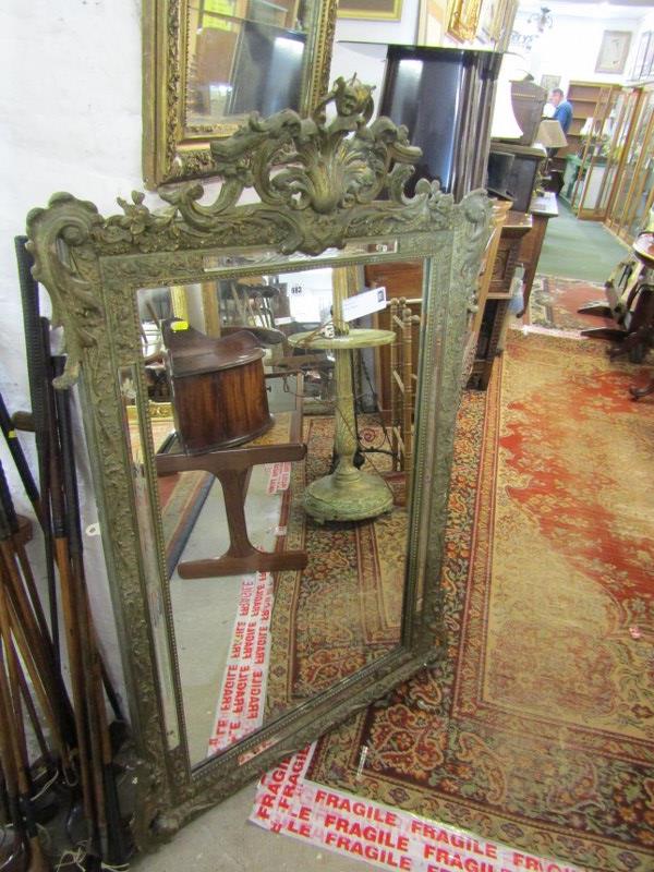 ANTIQUE WALL MIRROR, Venetian style gilt surround rectangular wall mirror with inset border panels