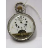 HEDONAS PATENT 8 DAY POCKET WATCH, in silver case, inset top wind movement, appears to be running