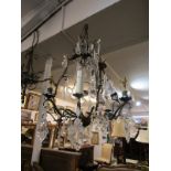 LIGHTING, Venetian style, 8 branch eletrolier with shaped glass droplets