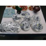 ANTIQUE FRENCH POTTERY PARIS SIEGE, set of 11 transfer printed dessert plates depicting scenes