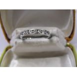 9ct WHITE GOLD DIAMOND HALF ETERNITY STYLE RING, boxed with certificate stating total weight of 0.