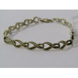 9ct YELLOW GOLD DIAMOND SET INFINITY LINK BRACELET, approx 4.4 grams in weight