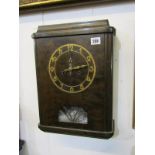 ART DECO, hanging wall clock with bevelled glass pendulum window, 17" height