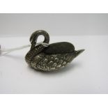 SILVER PIN CUSHION, of swan form, Birmingham 1906, Cornelius Desormeaux Saunders & James Francis