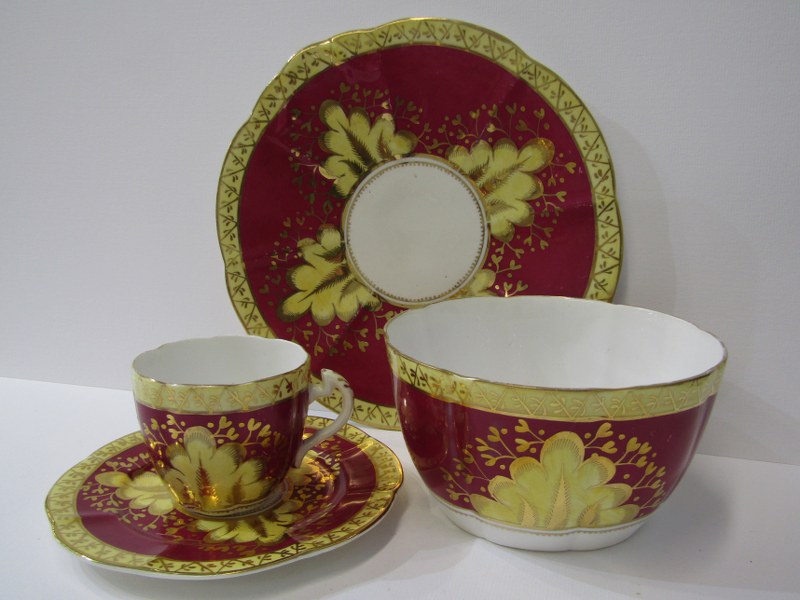 VICTORIAN TEA SERVICE, Mid 19th Century gilded claret bodied tea service including teapot, sucrier - Image 2 of 2