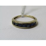 HALF ETERNITY STYLE RING, 9ct yellow gold ring set 8 sapphires in a half eternity style, size L