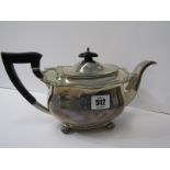 SILVER TEAPOT OF CLASSICAL DESIGN, with ebony finial & handle, Sheffield HM 1929, approximately 24oz