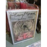 HENRY MOORE, framed poster "Shelter" and Coal Mining drawings and 1 similar unframed poster