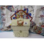 EDWARD VIII COMMEMORATIVE gypsy wagon design biscuit barrel by Coronet, together with QEII