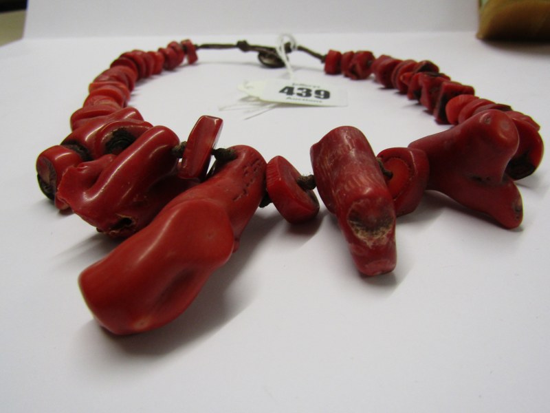 VINTAGE CORAL NECKLACE, on knotted cord - Image 2 of 2