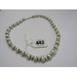 SILVER BEAD NECKLACE, (Mexican Pearls) alternating polished & satin effect silver beads on lobster