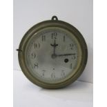 MARITIME, brass rimmed cylindrical wall clock 7.5" diameter