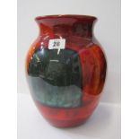 POOLE, "Delphis" red glazed oviform vase, 9.5" height