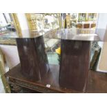 RETRO, pair of bronzed metal bedside tables with shaped square tops, 17" height