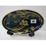 ART NOUVEAU, KPM attractive gilded and blue mottled glaze oval serving dish designed with entwined