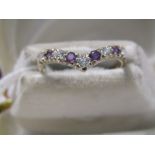 9ct YELLOW GOLD AMETHYST WISHBONE RING, size O