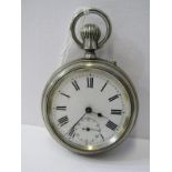 UNUSUAL SILVER CASED GENTLEMAN'S POCKET WATCH, double sided to the front regular clock face with