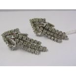 18ct WHITE GOLD ART DECO DESIGN EARRINGS, Mixed brilliant and baguette cut diamonds of good colour