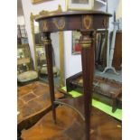 FRENCH VASE STAND, mahogany 2 tier vase stand on tapering fluted legs and applied gilt metal mounts,