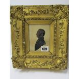 SILHOUETTE, antique scissor cut and heightened silhouette of Gentleman in gilt frame
