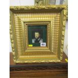 PORTRAIT MINIATURE, oil on metal panel "Portrait of bearded Gentleman" in ornate gilt frame
