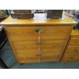 PINE CHEST OF DRAWERS, straight front chest of 3 long drawers with brass escutcheons and