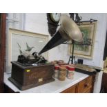 PHONOGRAPH, Eddison standard phonograph, 1903 model with original horn and collection of 14
