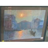 MARY BERESFORD-WILLIAMS, signed pastel "Sunset in Venice", 15" x 19"
