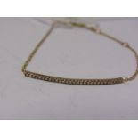 18CT YELLOW GOLD DIAMOND BRACELET, fine belcher style link with diamond set bar