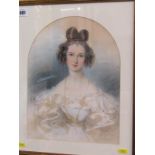 LAURE GIRARD, signed 19th Century Portrait of Young Lady in lace dress", 13" x 9.5"