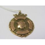 9ct YELLOW GOLD WATCH FOB, Players Union Athletic Festival, T. J. Williams, Abercynon, The Fattorini