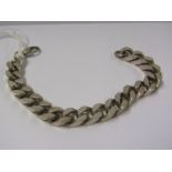 HEAVY SILVER BRACELET, curb link with lobster claw clasp, approx 60 grams