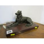 ANIMAL BRONZE, coloured marble base bronze of resting Hound, 9.5 " width
