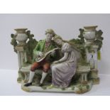 CONTINENTAL PORCELAIN, figure group flower holder "The Music Lesson", 7.5" height