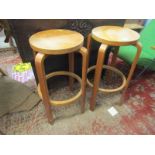 RETRO DESIGN, style of Artek, pair of bentwood stools designed by Alvar Aalto, model no 64