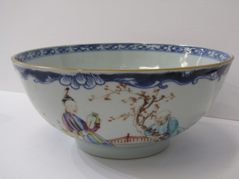 ORIENTAL CERAMICS, early 19th Century famille rose 8" circular bowl decorated with figures within