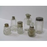 SILVER TOPPED DRESSING TABLEWARE, 3 silver topped dressing table jars together with 3 silver