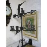 WROUGHT IRON, wall mounted weather vane with Huntsman cresting, 37" height