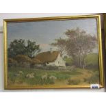 L. M. WATTS, signed oil on board "Welsh Cottage", 9.5" x 13.5"