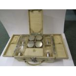 LADIES DRESSING CASE, Art Deco design ladies case fitted with HM silver jars and perfume bottles,