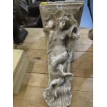 MERMAID BRACKET SHELF, painted plaster bracket shelf (some damage) 23" height